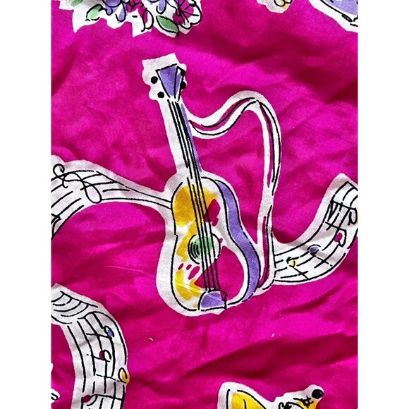 Vintage Pure Silk Scarf 17" X 17" Pink & Purple Musical Clown Design - Picture 2 of 8